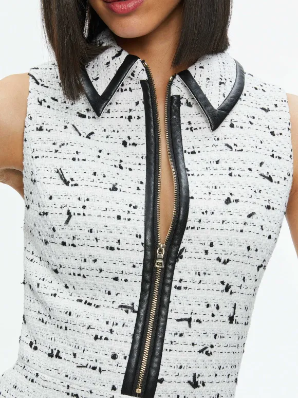Ellis Tweed Box Pleat Dress | Alice and Olivia Sale