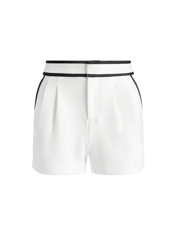 Esta Pleated Contrast Trim Short | Alice and Olivia Outlet