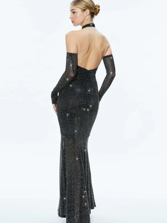 Fabiola Embellished Halter Neck Gown | Alice and Olivia Flash Sale