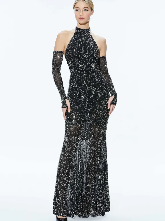 Fabiola Embellished Halter Neck Gown | Alice and Olivia Flash Sale