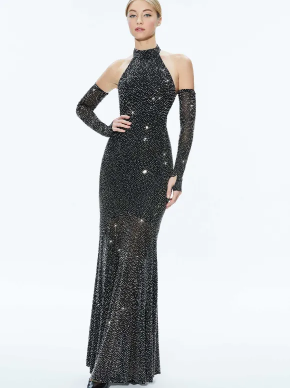 Fabiola Embellished Halter Neck Gown | Alice and Olivia Flash Sale