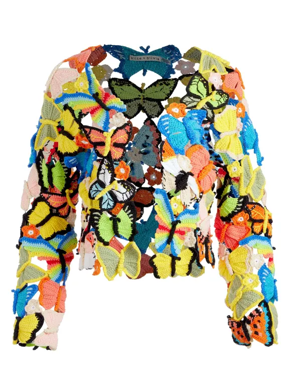 Fawn Butterfly Crochet Cardigan | Alice and Olivia Best Sale