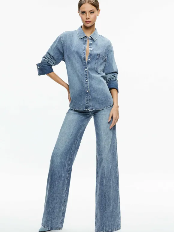 Finely Denim Button Down | Alice and Olivia Sale