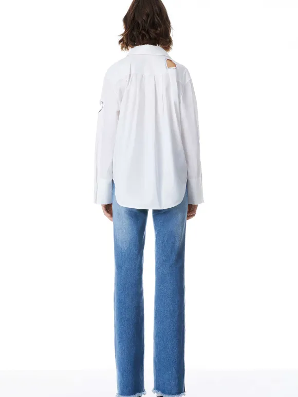 Finely Heart Embellished Button Down | Alice and Olivia Discount