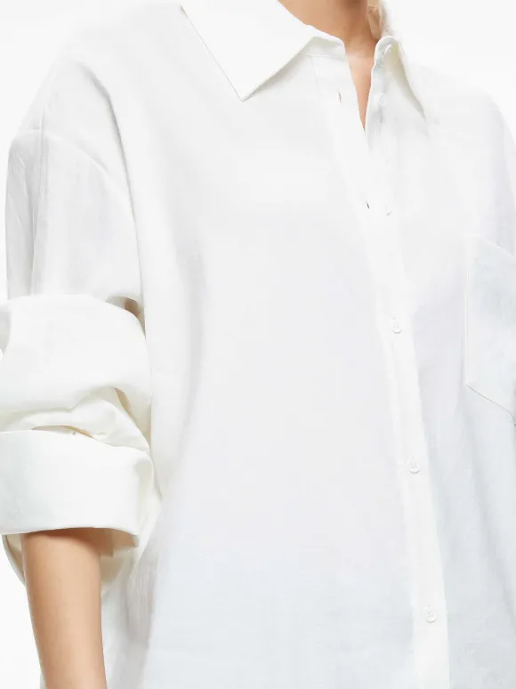 Finely Oversized Linen Button Down Shirt | Alice and Olivia Fashion