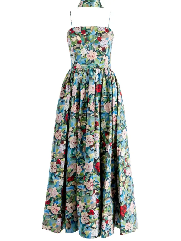 Glynis Spaghetti Strap Scarf Midi Dress | Alice and Olivia Hot