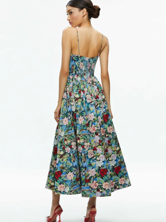 Glynis Spaghetti Strap Scarf Midi Dress | Alice and Olivia Hot