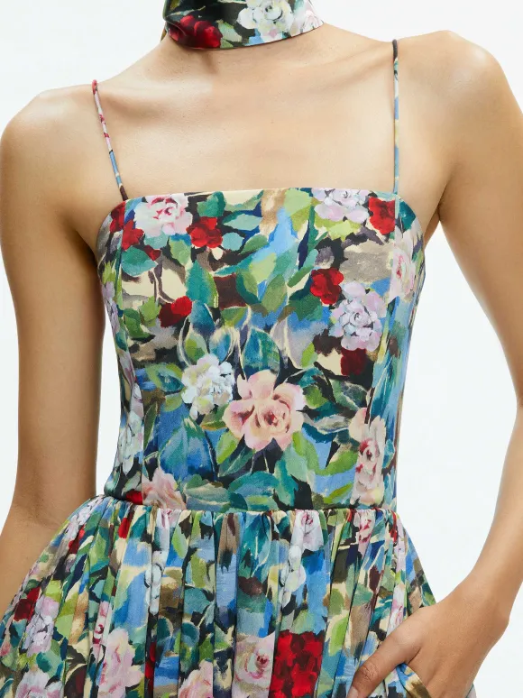 Glynis Spaghetti Strap Scarf Midi Dress | Alice and Olivia Hot