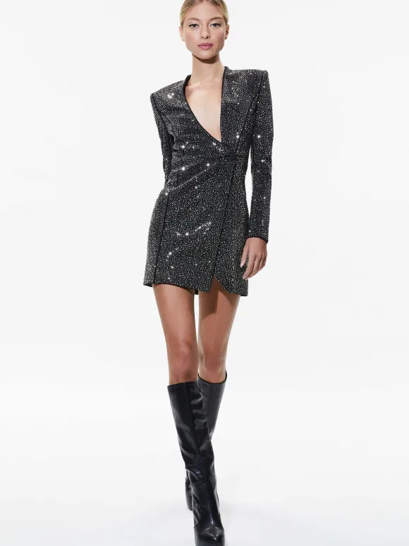 Guenda Embellished Curved Neckline Blazer Dress | Alice and Olivia Clearance