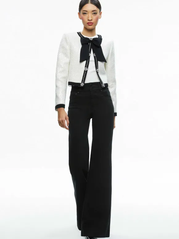 Gwyneth Embellished Cropped Bow Jacket | Alice and Olivia Online
