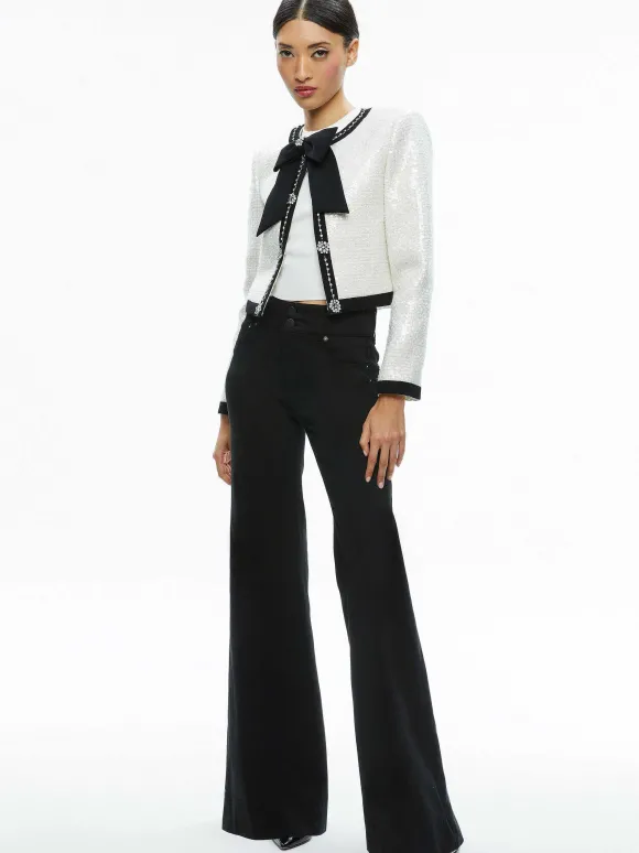 Gwyneth Embellished Cropped Bow Jacket | Alice and Olivia Online