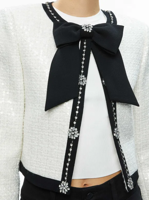 Gwyneth Embellished Cropped Bow Jacket | Alice and Olivia Online