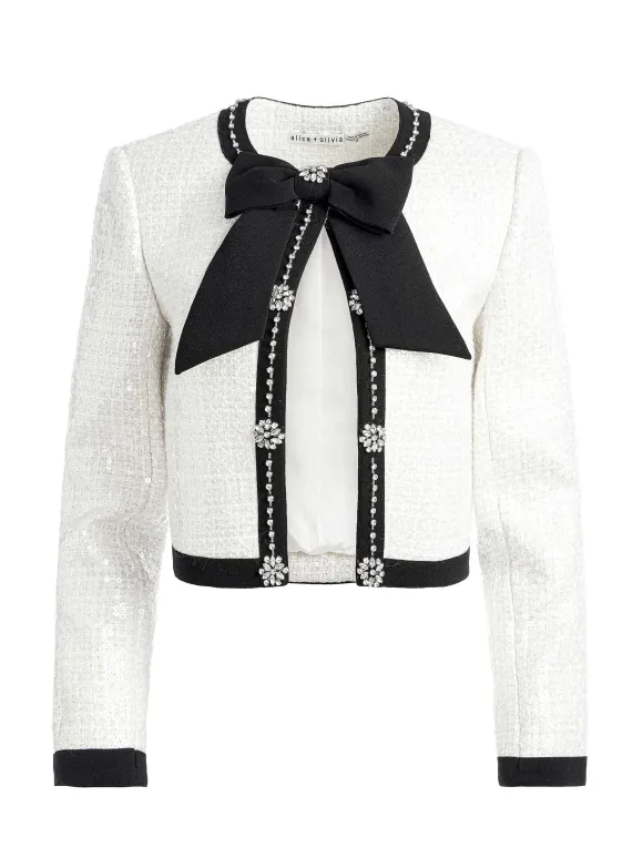 Gwyneth Embellished Cropped Bow Jacket | Alice and Olivia Online