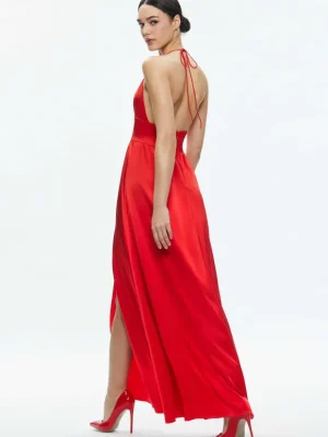 Hannah Deep V-Neck Scarf Maxi Dress | Alice and Olivia Clearance