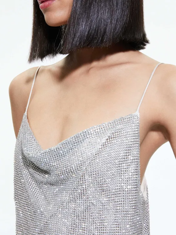 Harmon Crystal Chainmail Slip Tank | Alice and Olivia Discount