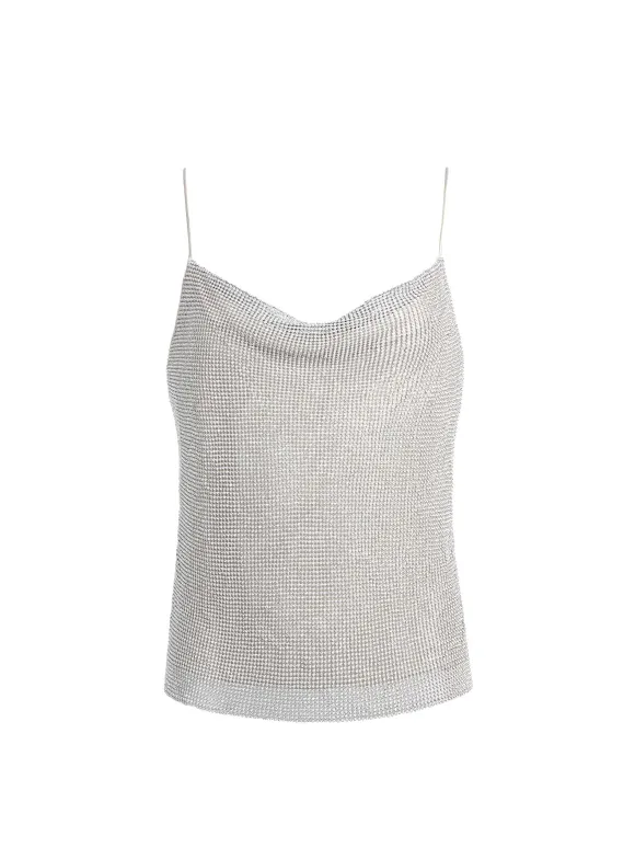 Harmon Crystal Chainmail Slip Tank | Alice and Olivia Discount