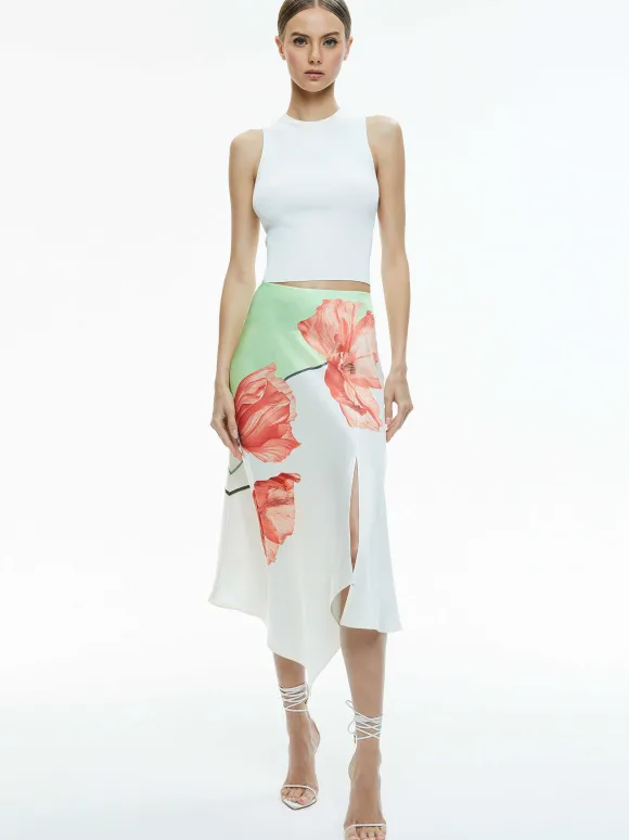 Harmony Drapey Slit Asymmetric Skirt | Alice and Olivia Cheap