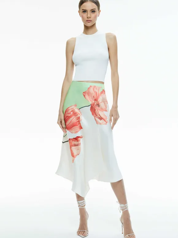 Harmony Drapey Slit Asymmetric Skirt | Alice and Olivia Cheap