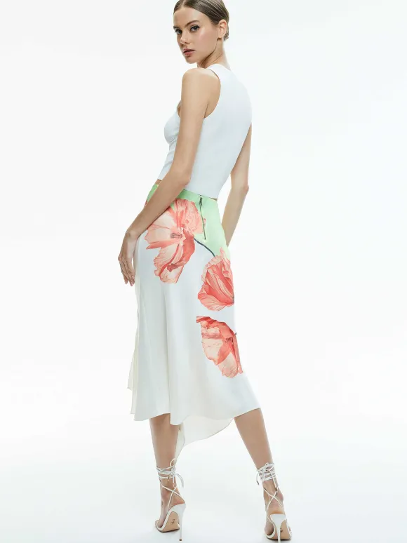 Harmony Drapey Slit Asymmetric Skirt | Alice and Olivia Cheap