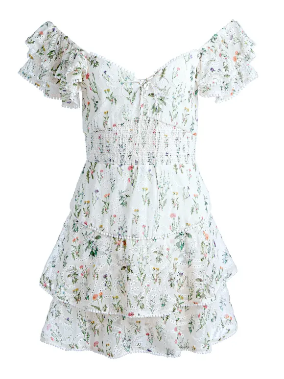 Hartford Smocked Bustier Tiered Mini Dress | Alice and Olivia Store