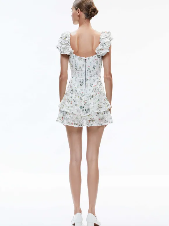 Hartford Smocked Bustier Tiered Mini Dress | Alice and Olivia Store