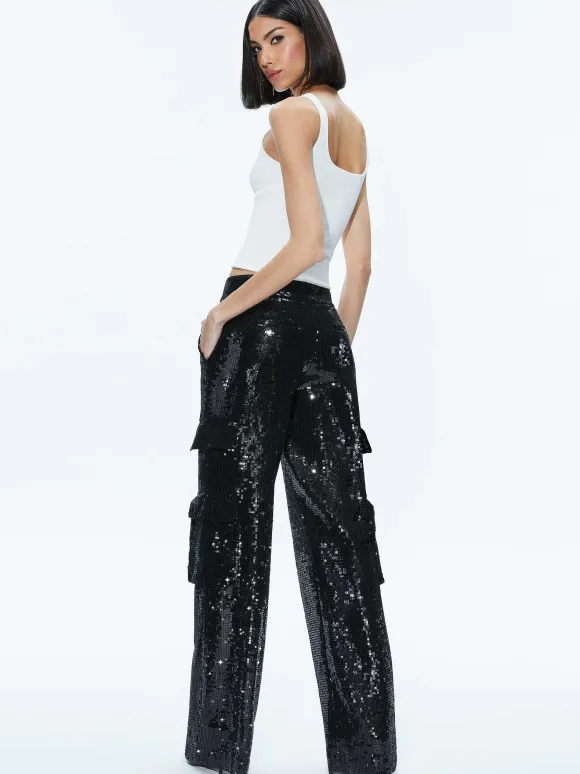 Hayes Sequin Cargo Pant | Alice and Olivia Shop