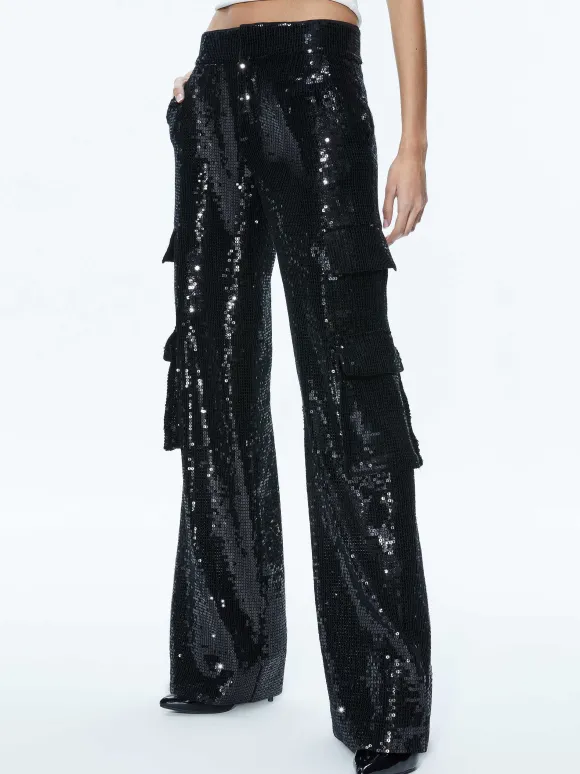 Hayes Sequin Cargo Pant | Alice and Olivia Shop