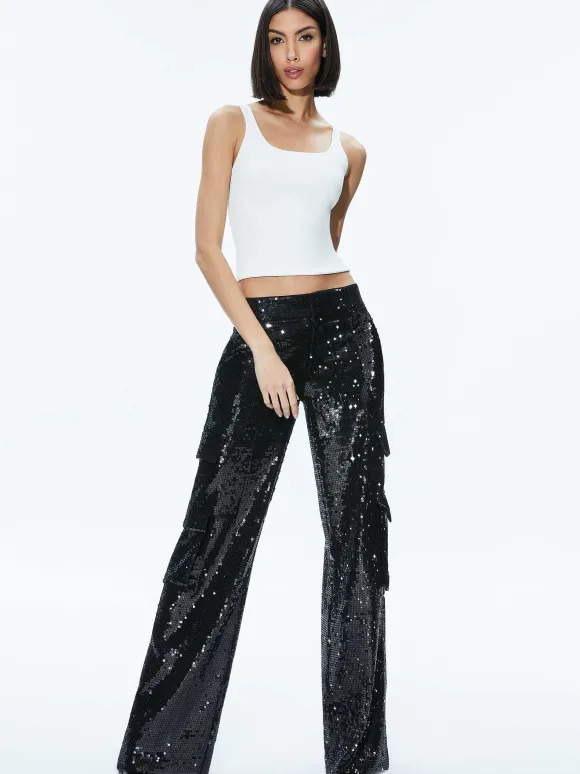 Hayes Sequin Cargo Pant | Alice and Olivia Shop