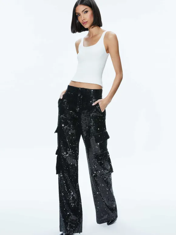 Hayes Sequin Cargo Pant | Alice and Olivia Shop