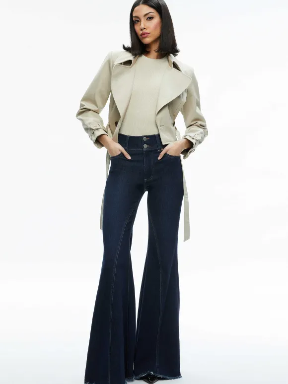 Hayley Cropped Trench Coat With Belt | Alice and Olivia Clearance