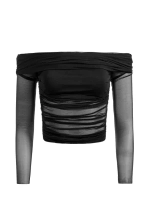 Isadola Over The Shoulder Ruched Long Sleeve Top | Alice and Olivia Cheap