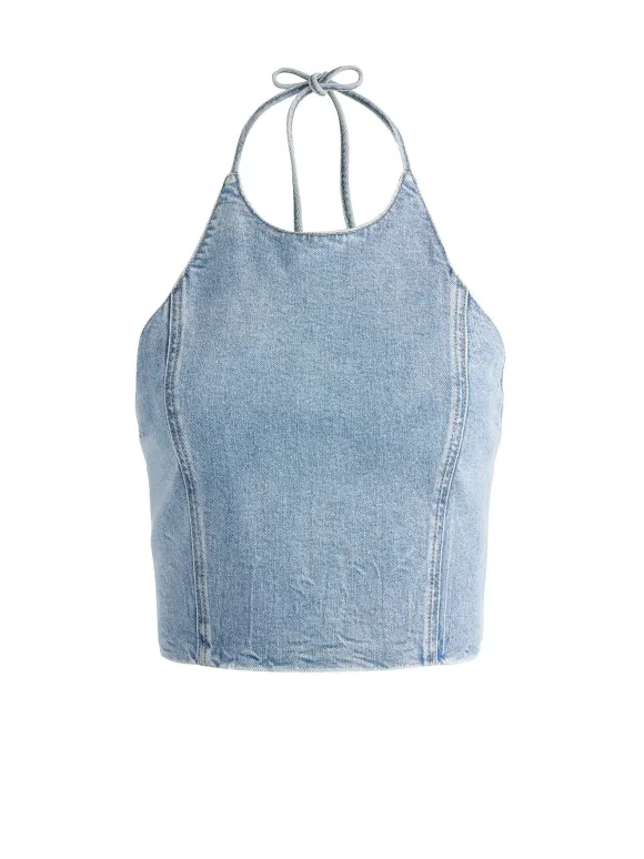 Jaymee Tie Neck Cropped Halter Top | Alice and Olivia Cheap