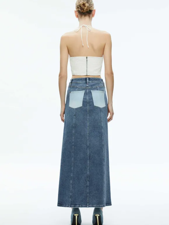 Jaymee Vegan Leather Cropped Halter Top | Alice and Olivia Flash Sale