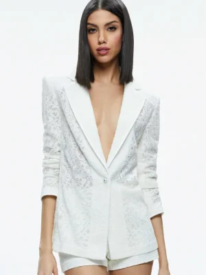 Judith Sheer Lace Shawl Collar Blazer | Alice and Olivia Fashion