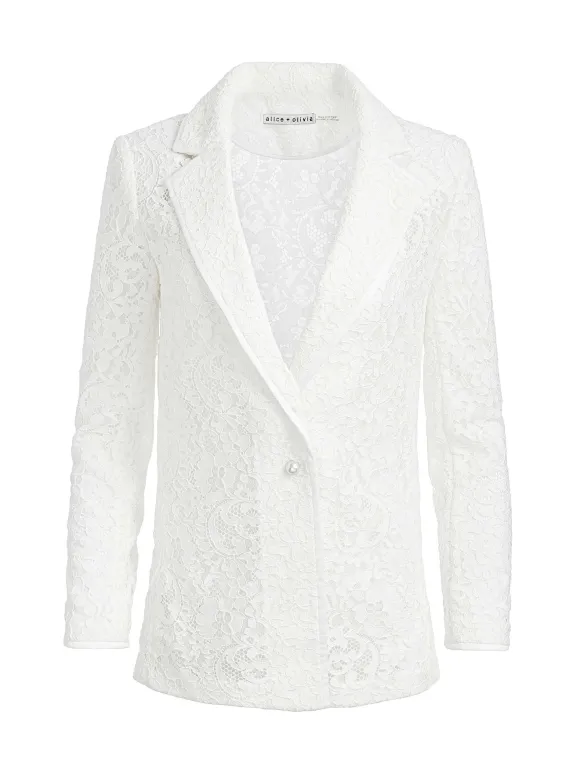 Judith Sheer Lace Shawl Collar Blazer | Alice and Olivia Fashion