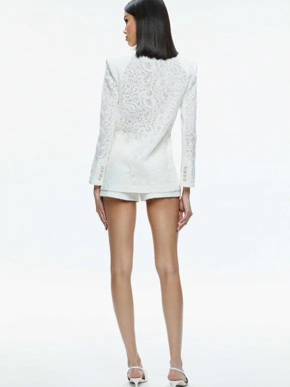 Judith Sheer Lace Shawl Collar Blazer | Alice and Olivia Fashion