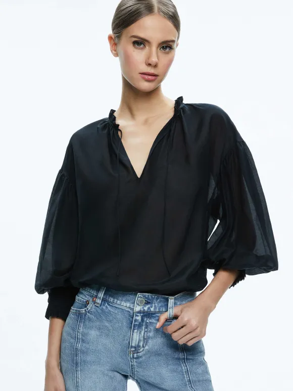 Julius Voluminous Blouson Sleeve Blouse | Alice and Olivia Fashion