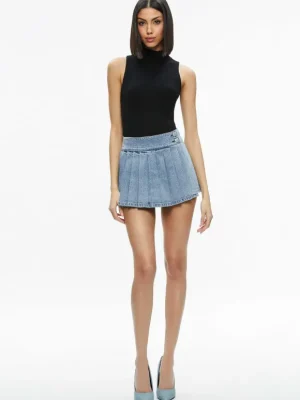 Justine Rolled Cuff Blazer + Noah Denim Pleated Skort | Alice and Olivia Hot