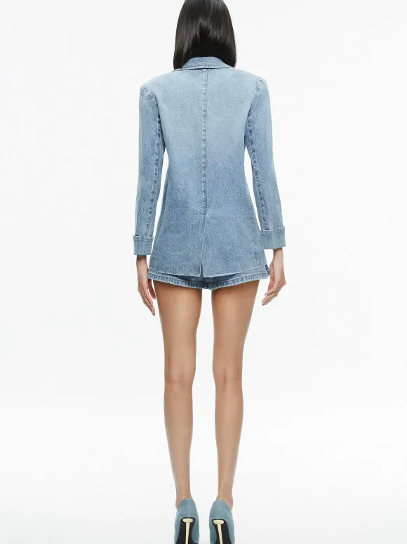 Justine Rolled Cuff Blazer + Noah Denim Pleated Skort | Alice and Olivia Hot