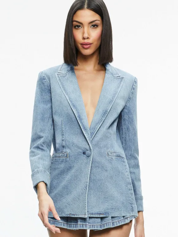Justine Rolled Cuff Blazer + Noah Denim Pleated Skort | Alice and Olivia Hot