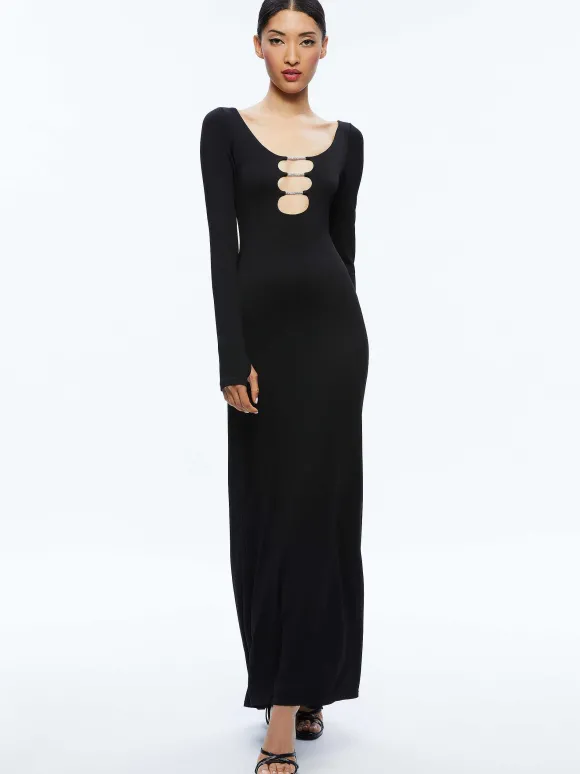 Kalena Scoop Neck Cutout Maxi Dress | Alice and Olivia Outlet