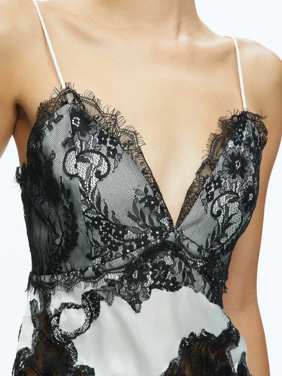 Katja Cutaway Lace Slip Top | Alice and Olivia New