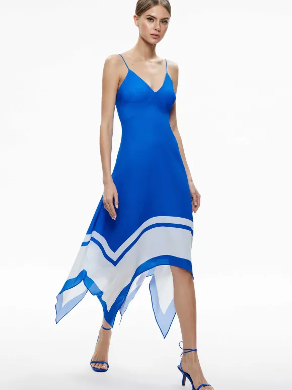 Kayson V-Neck Handkerchief Hem Dress | Alice and Olivia Clearance