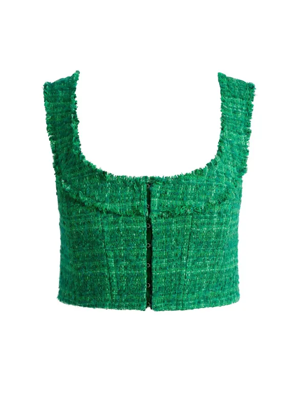 Kensie Scoop Neck Cropped Bustier + Riley Mini Skirt | Alice and Olivia Store