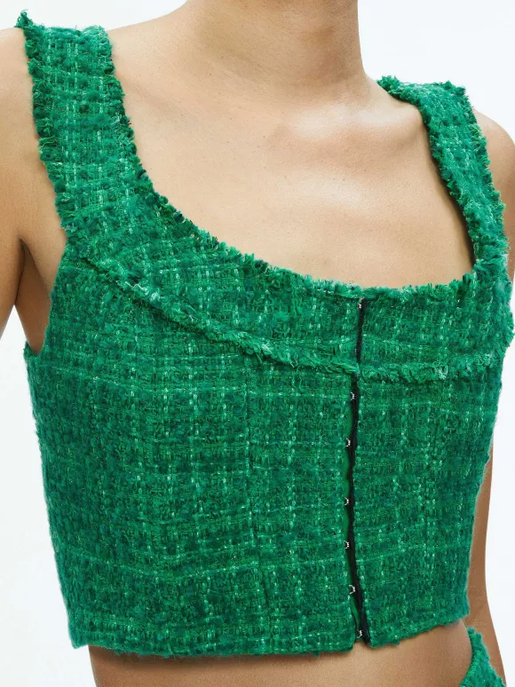 Kensie Scoop Neck Cropped Bustier + Riley Mini Skirt | Alice and Olivia Store