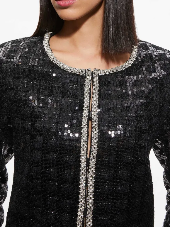 Kidman Sequin Tweed Jacket + Rubi Sequin Tweed Mini Skirt | Alice and Olivia New