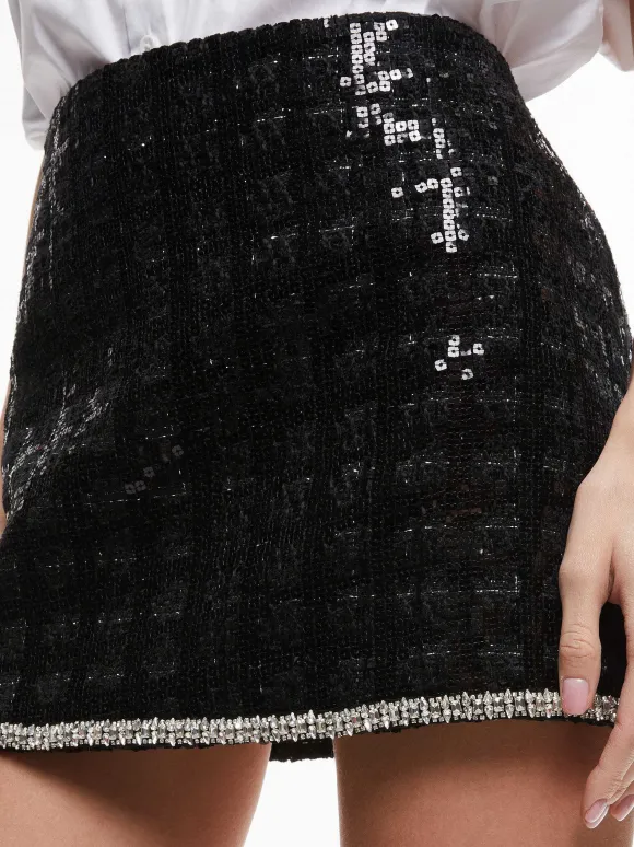 Kidman Sequin Tweed Jacket + Rubi Sequin Tweed Mini Skirt | Alice and Olivia New