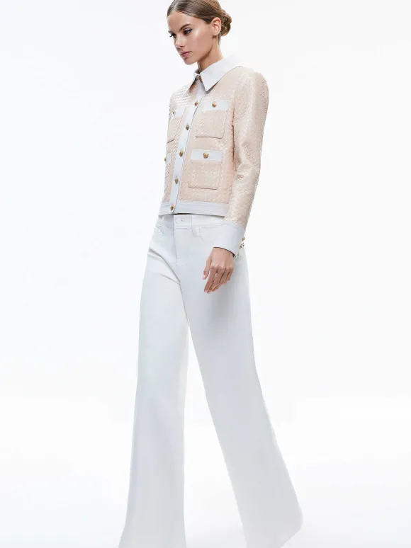 Kinley Woven Vegan Leather Jacket | Alice and Olivia Store