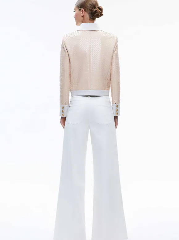 Kinley Woven Vegan Leather Jacket | Alice and Olivia Store