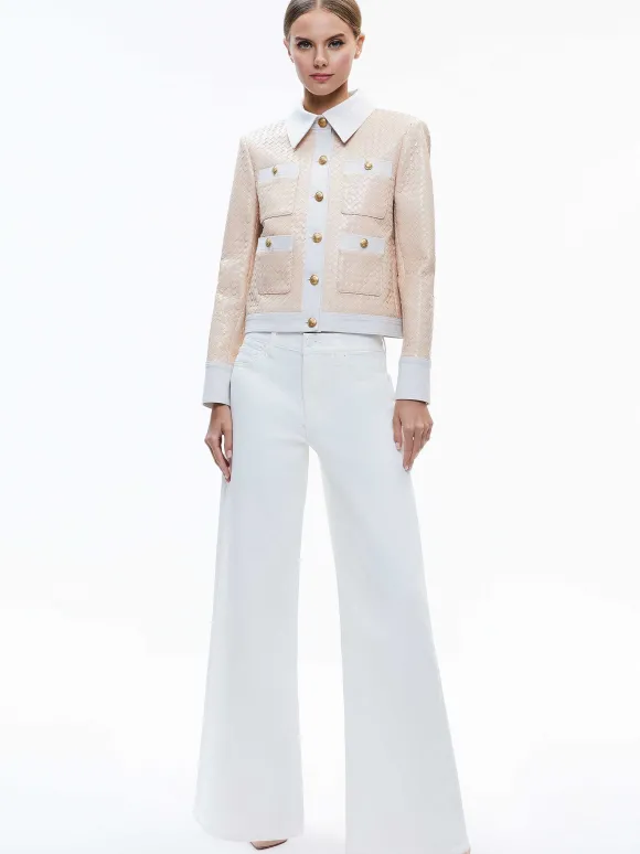 Kinley Woven Vegan Leather Jacket | Alice and Olivia Store
